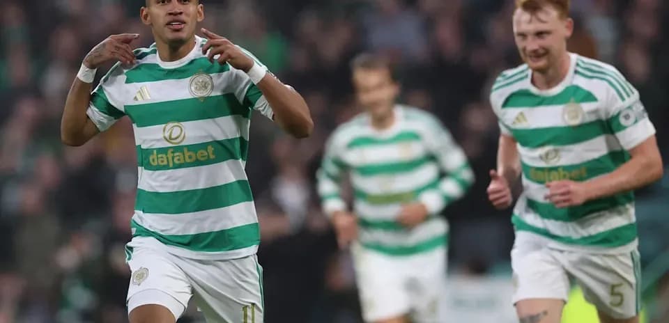 Celtic player celebrating a goal during match