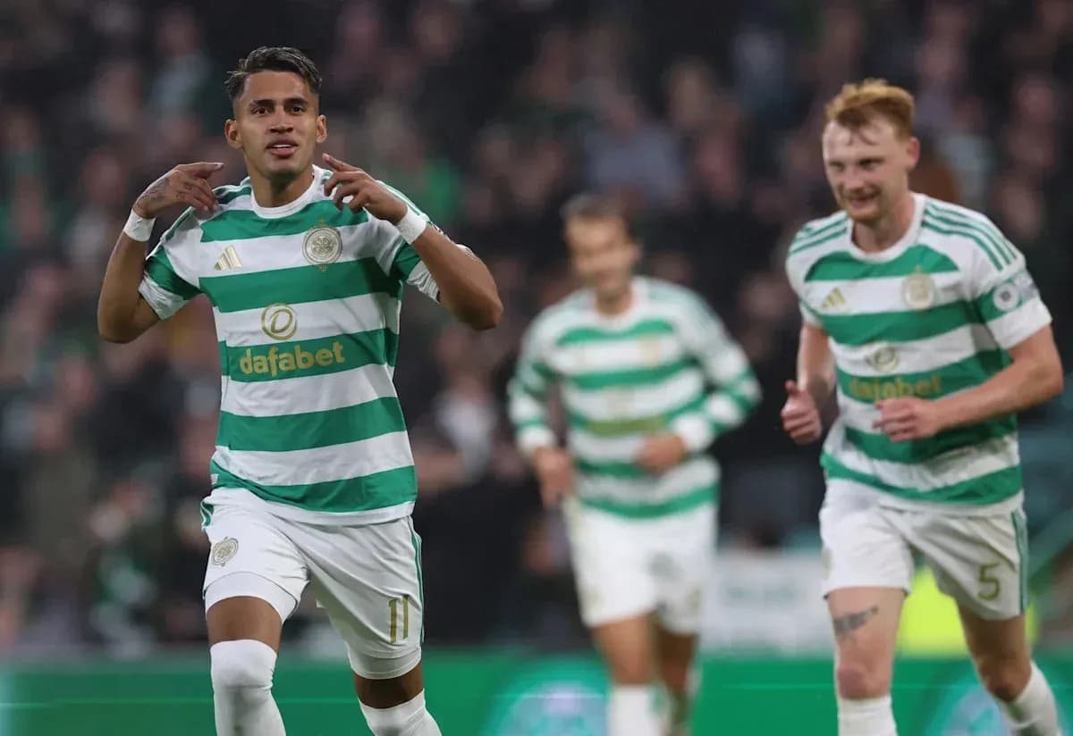 Celtic player celebrating a goal during match