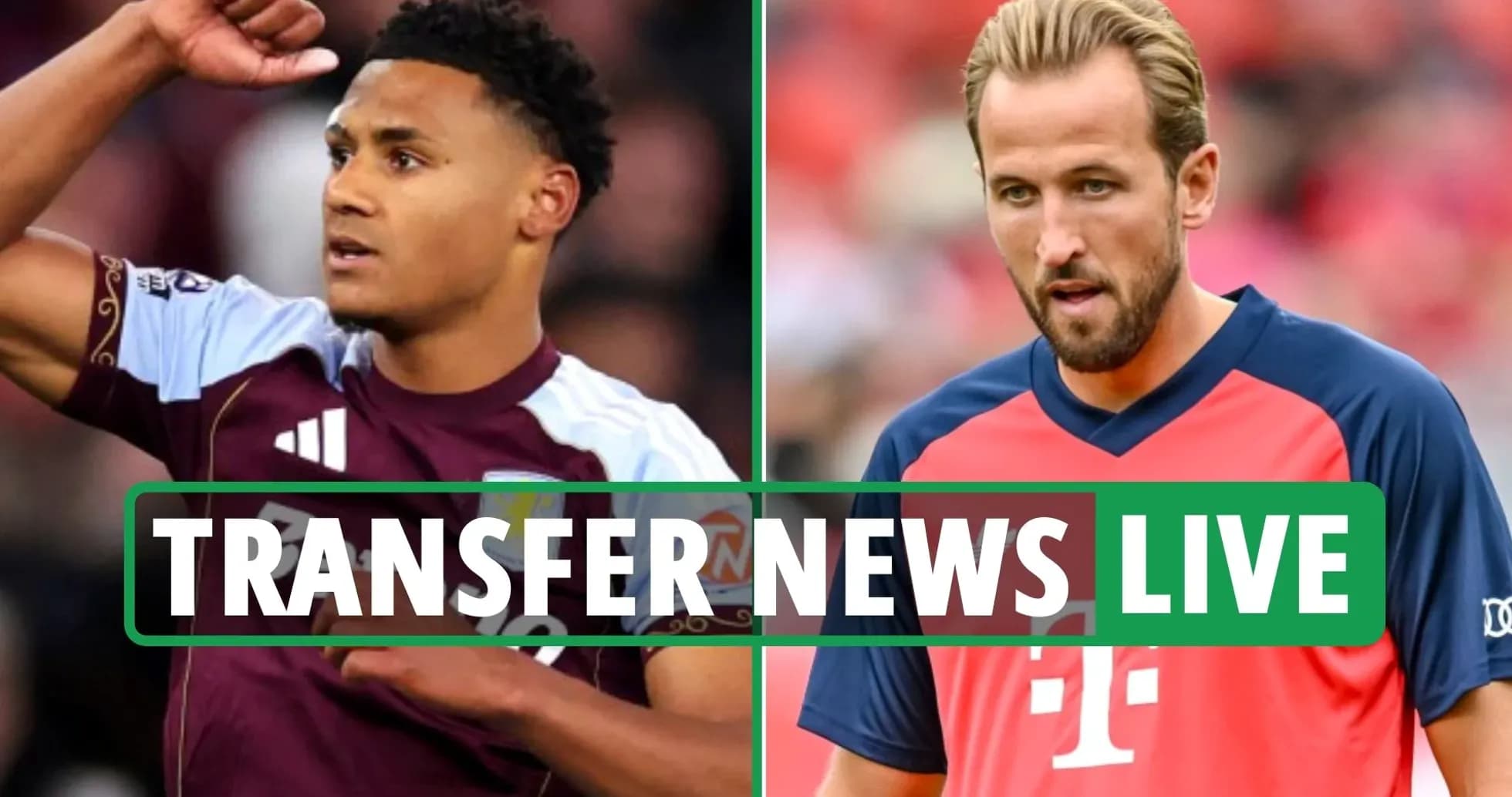 Two football players during transfer news segment