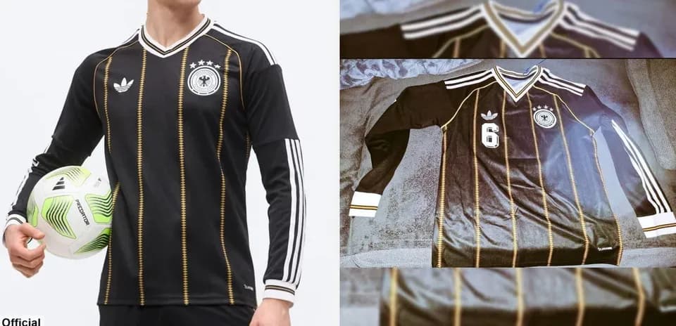 Black Germany national team jersey with stripes