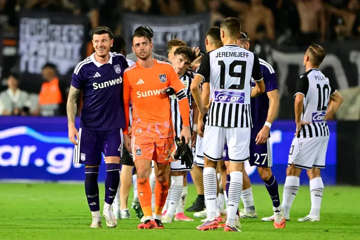 Players interacting after the match between teams