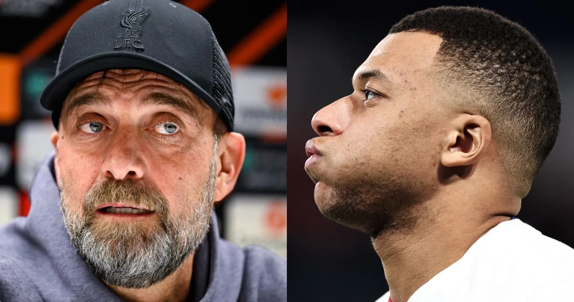 Jurgen Klopp and Kylian Mbappe side by side
