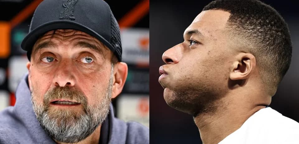 Jurgen Klopp and Kylian Mbappe side by side