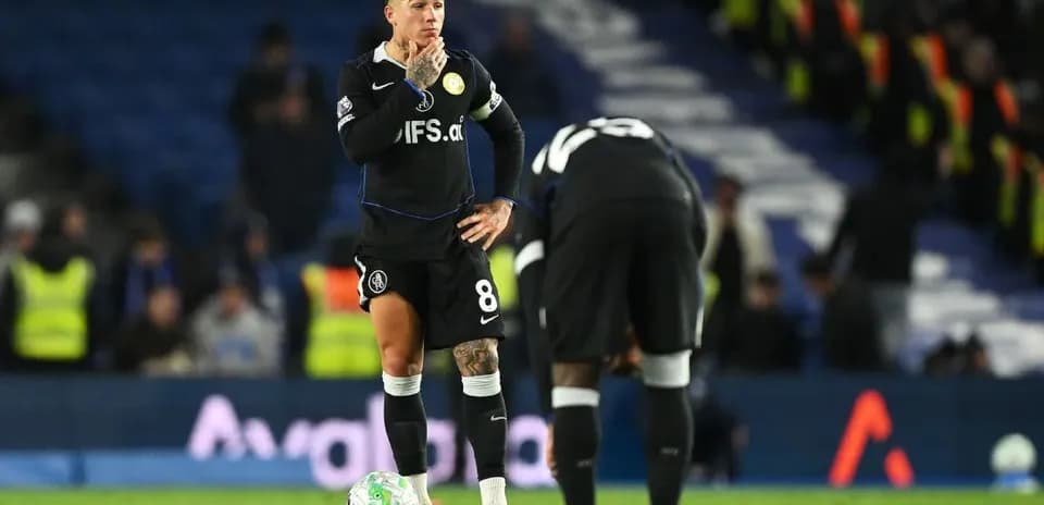 Chelsea player contemplating during match against Brighton