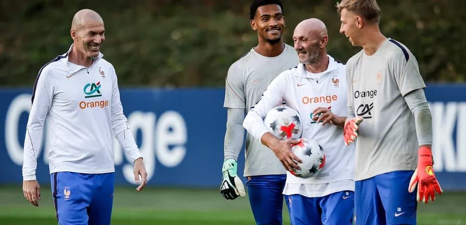 France national team players training with footballs