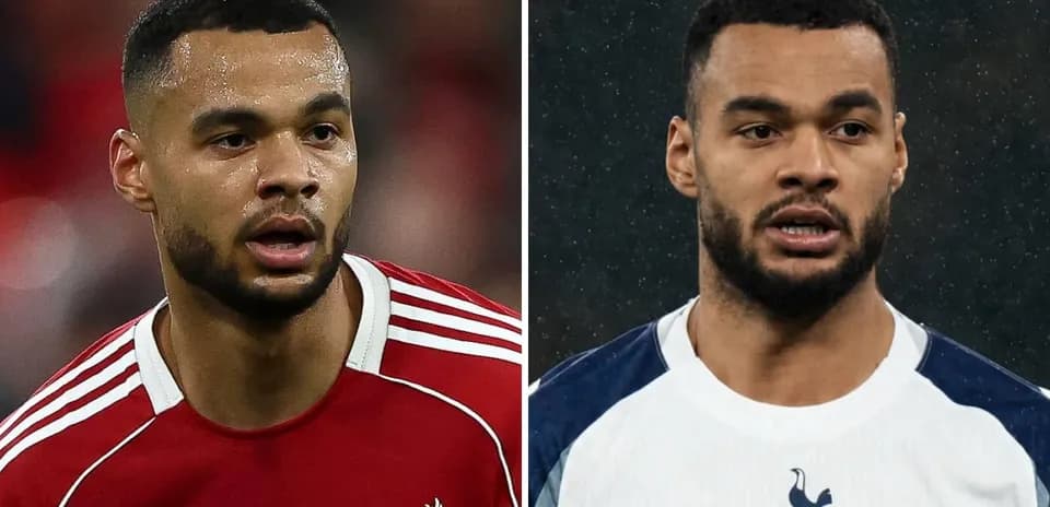 Player in Liverpool and Tottenham jerseys side by side