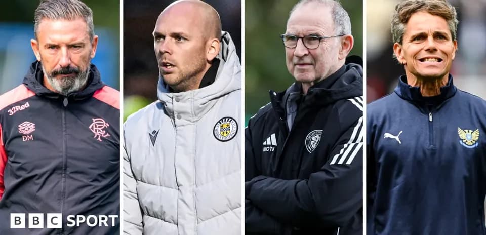 Four football managers standing side by side