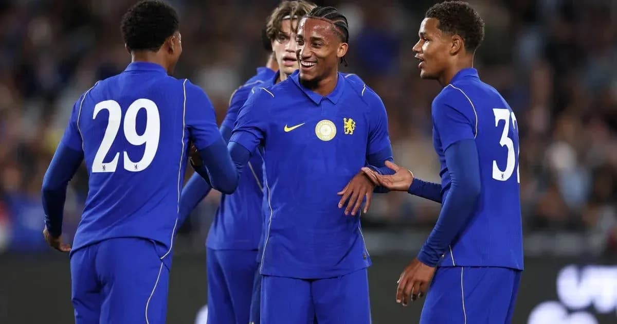 Chelsea players celebrating during a match