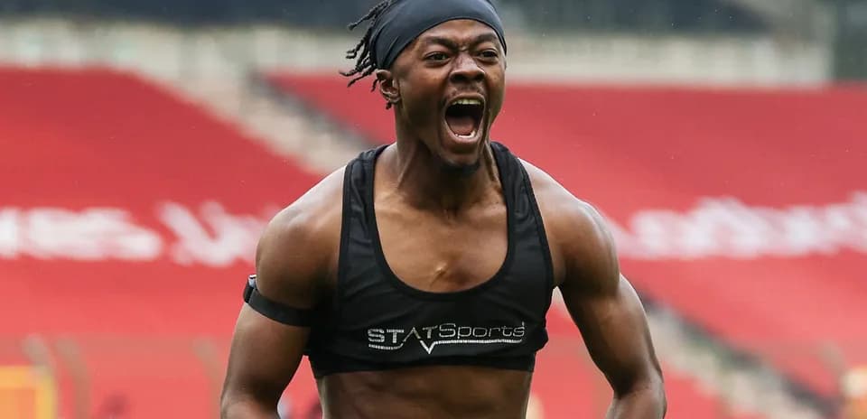 Athlete celebrating during training session on pitch