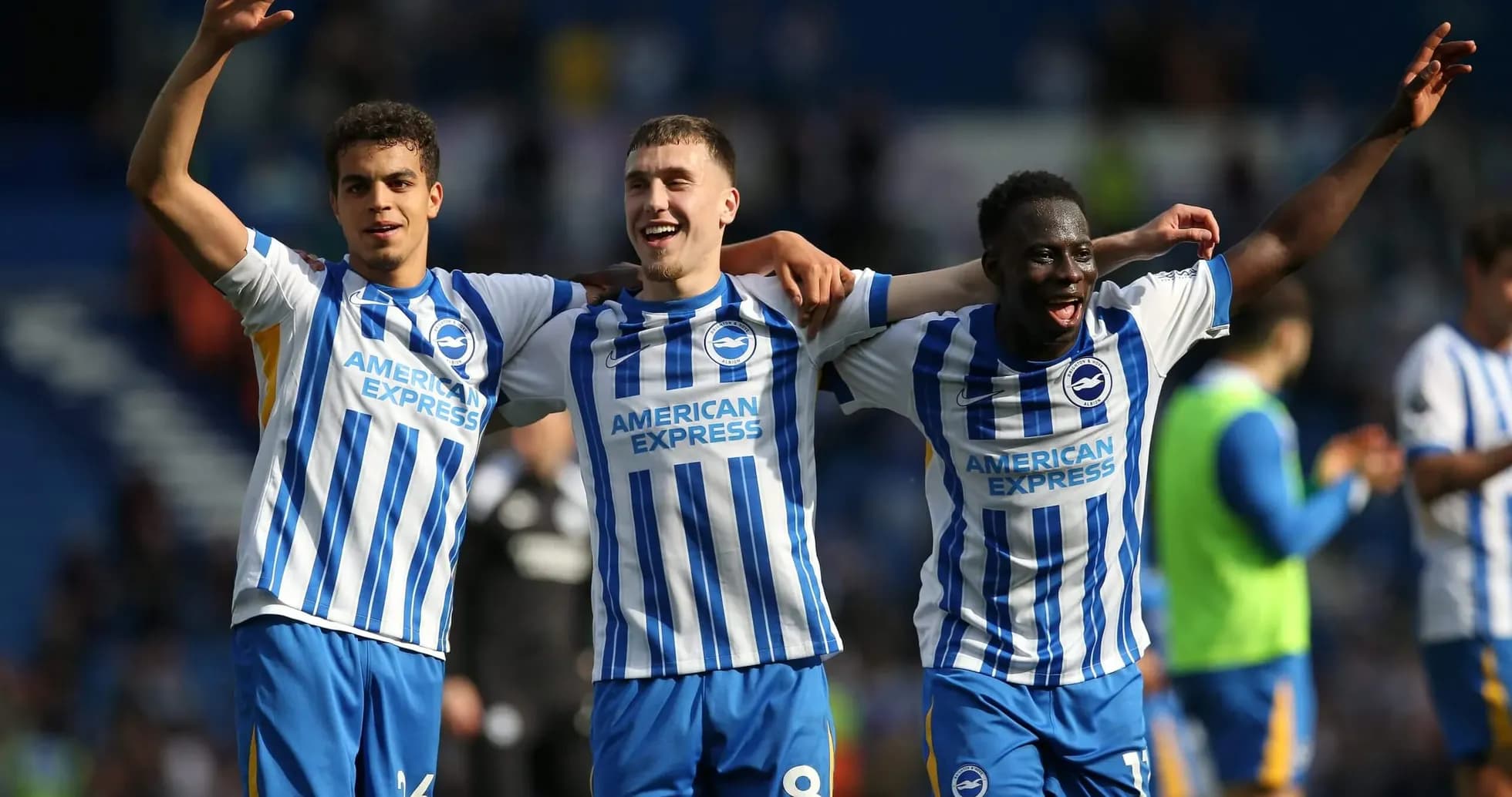 Brighton players celebrating a victory