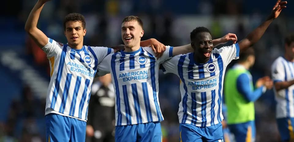 Brighton players celebrating a victory