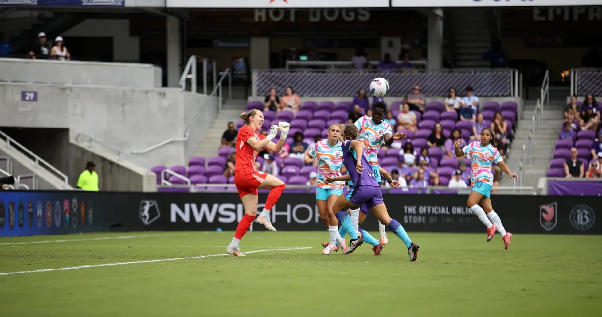 Goalkeeper celebrating during NWSL match