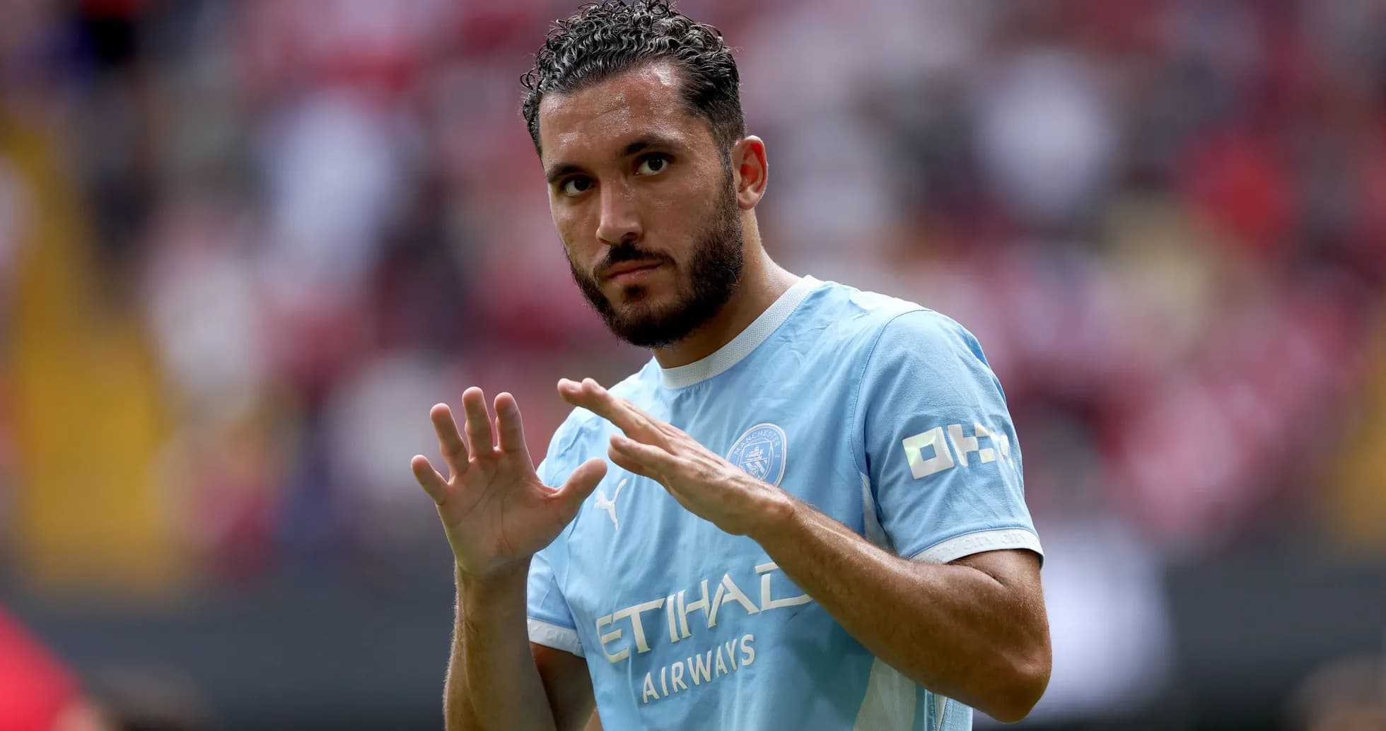 Player gesturing during a match on the field