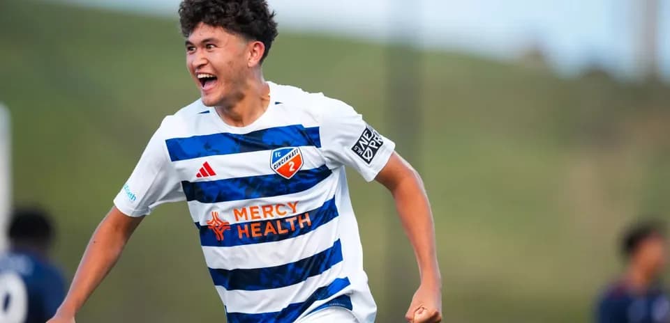 FC Cincinnati II player celebrating a goal