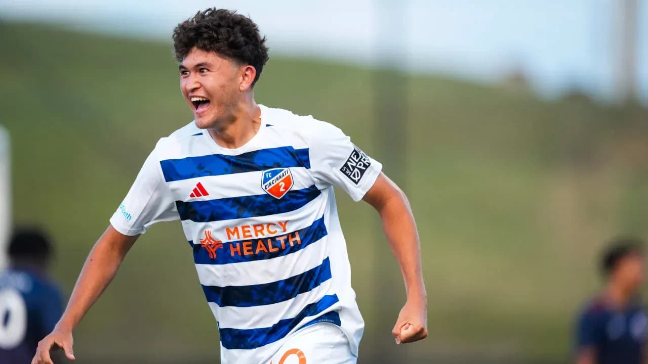 FC Cincinnati II player celebrating a goal