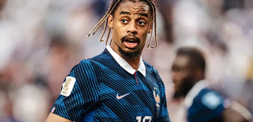 Player in France jersey during match action