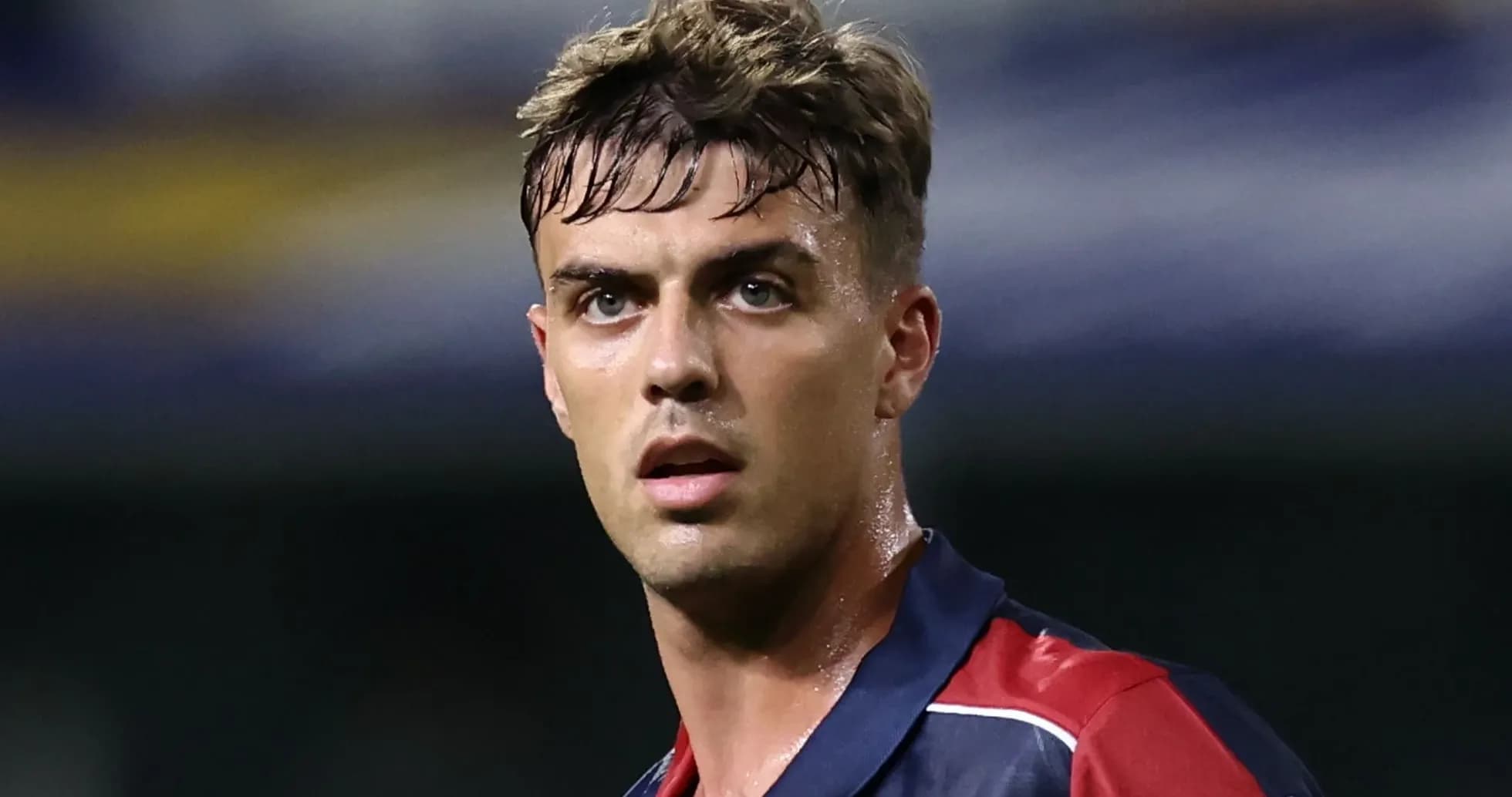 Player looking focused during a football match
