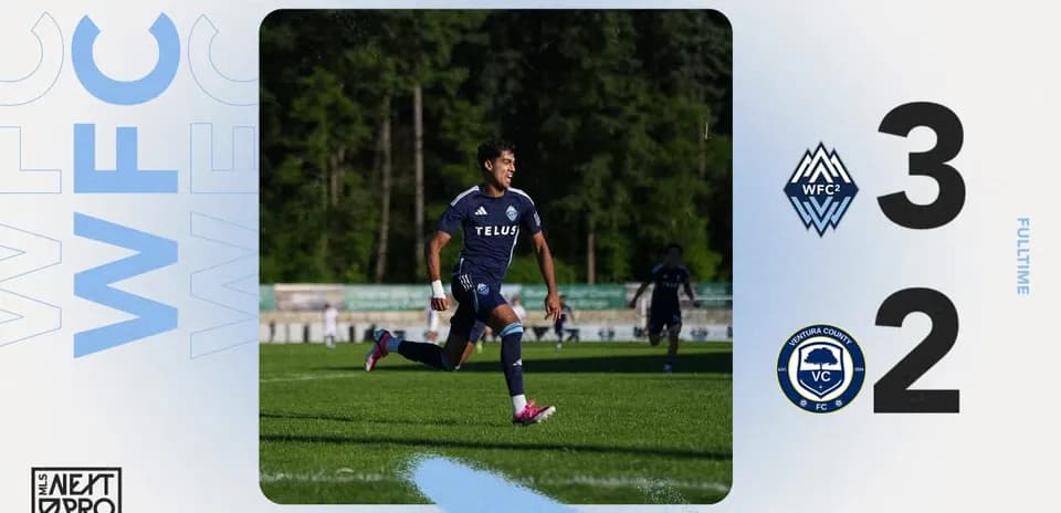 Vancouver Whitecaps II player celebrating goal