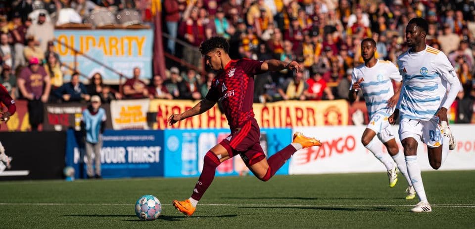 Player kicking ball during Phoenix Rising match