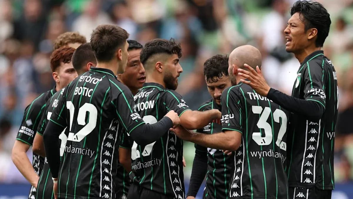 Players celebrating together on the field
