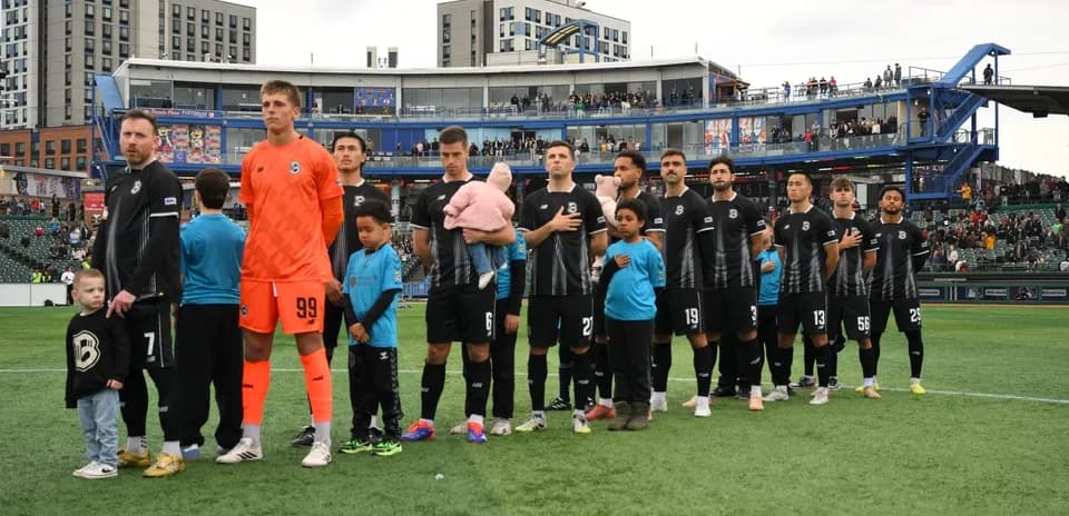 Indy Eleven players during national anthem