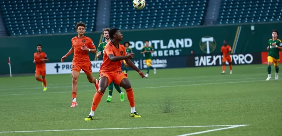 Players competing during Portland Timbers II match