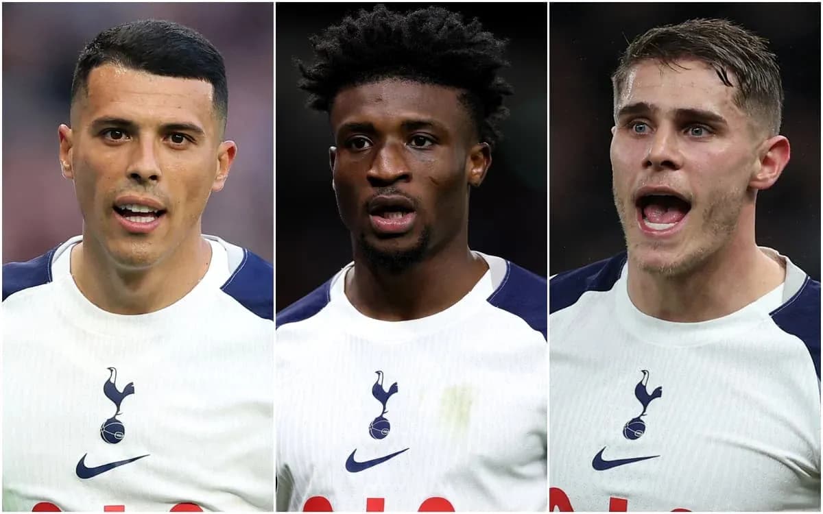 Three Tottenham players posing for the camera