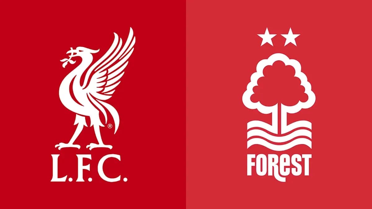 Logos of Liverpool and Nottingham Forest football clubs