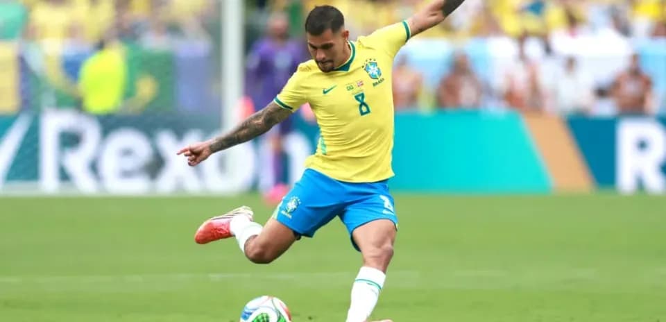 Player kicking the ball during Brazil match