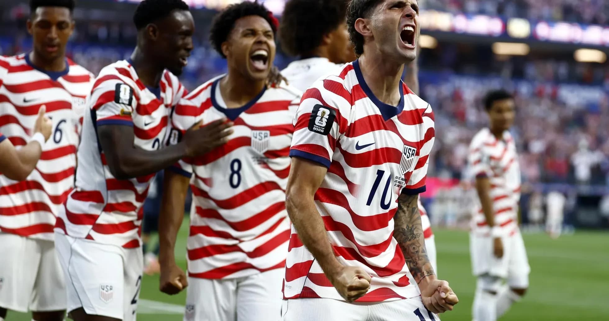 USA players celebrating during World Cup match