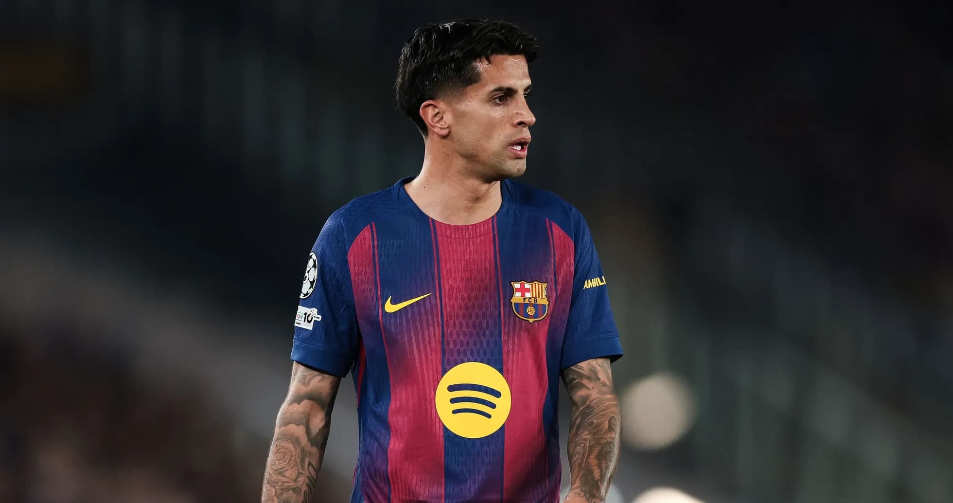 Player in FC Barcelona jersey during match