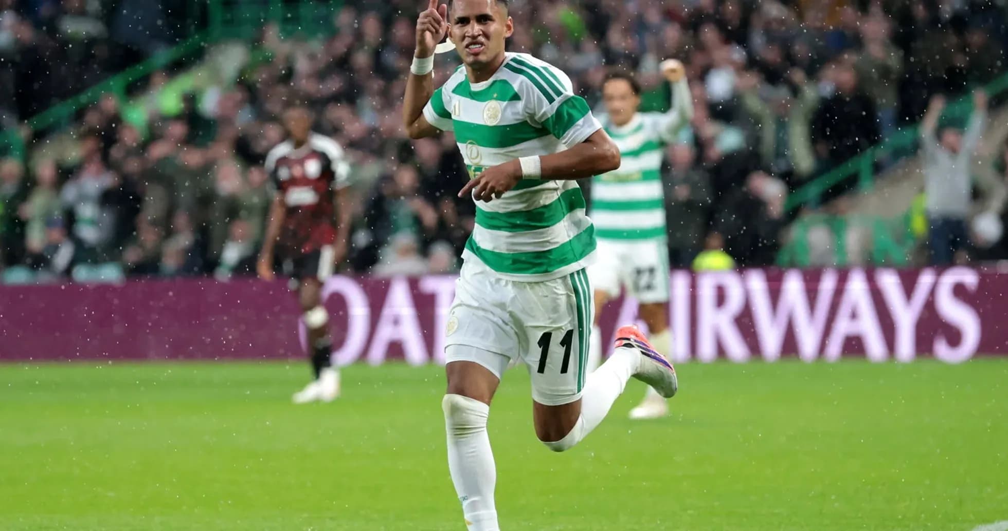 Celtic player celebrating a goal during match