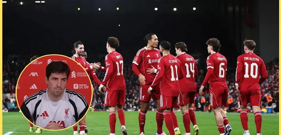 Liverpool players celebrating during a match