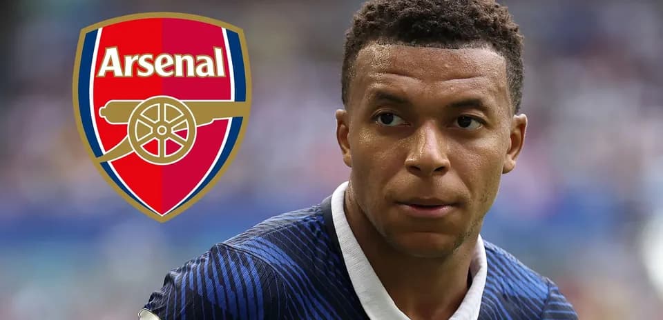 Player in jersey with Arsenal logo in background