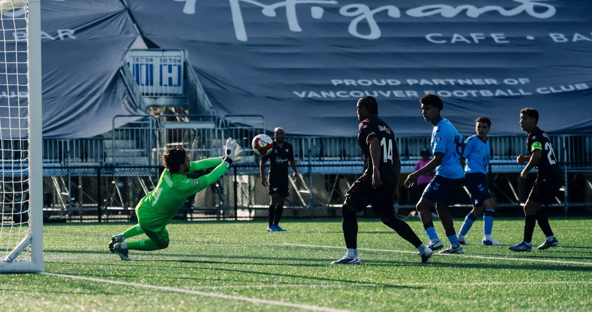 Goalkeeper diving to save a penalty kick