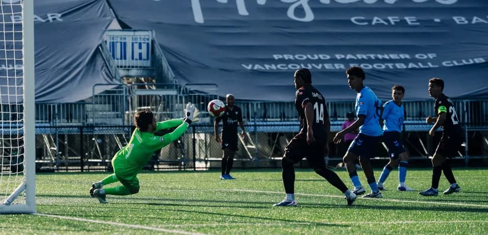 Goalkeeper diving to save a penalty kick