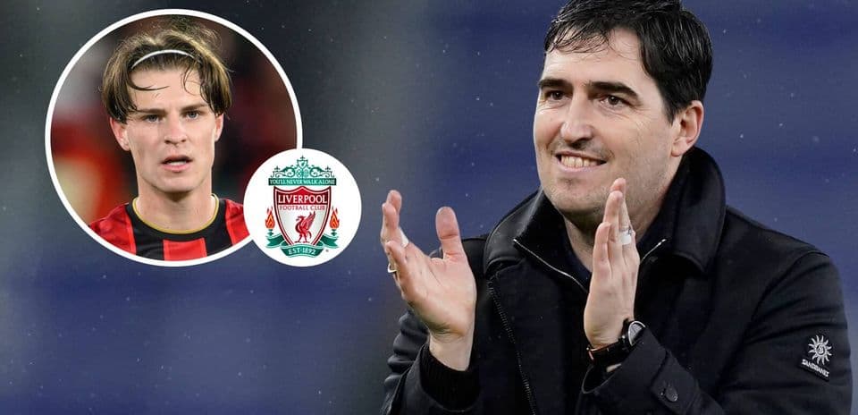 Manager applauding with player image and Liverpool logo