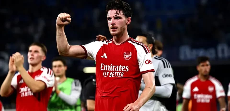 Arsenal player celebrating victory after the match