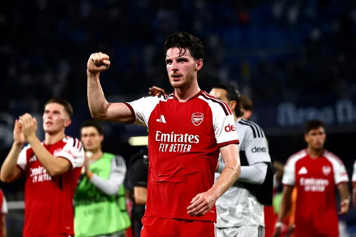 Arsenal player celebrating victory after the match