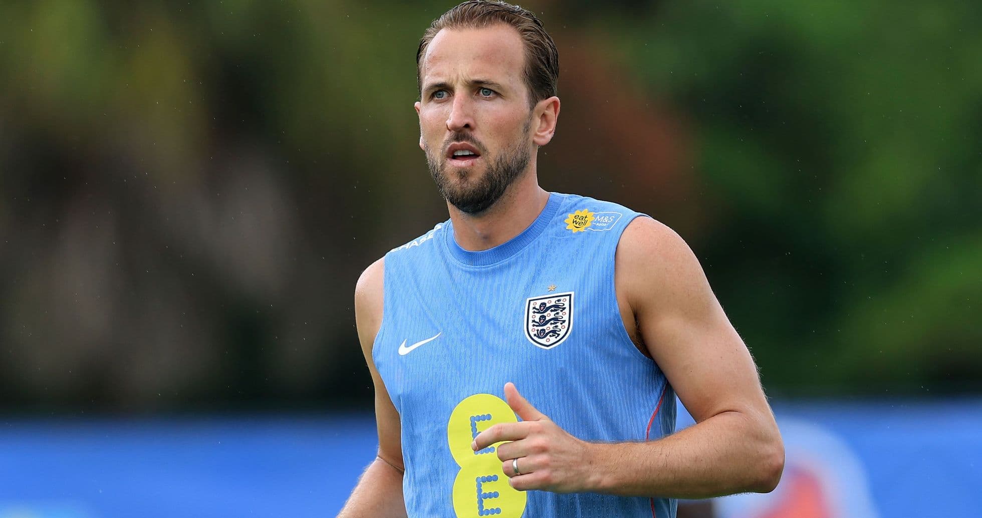 Player running during training session in England kit