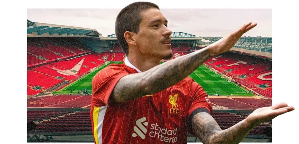 Player in Liverpool kit at Anfield stadium