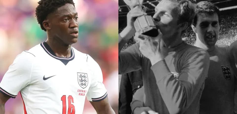 Current and past England players celebrating moments