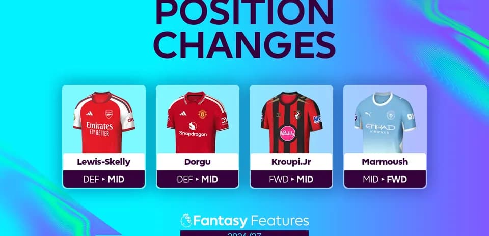 Player position changes for Fantasy Features 2026/27