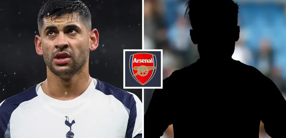 Player from Tottenham alongside Arsenal logo