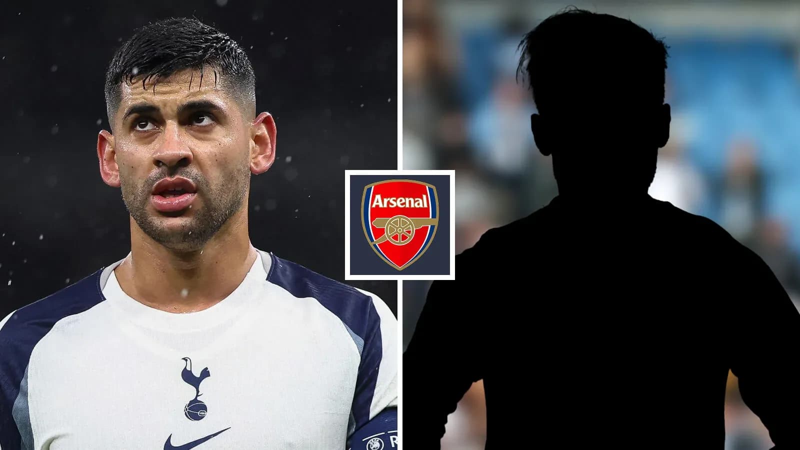 Player from Tottenham alongside Arsenal logo