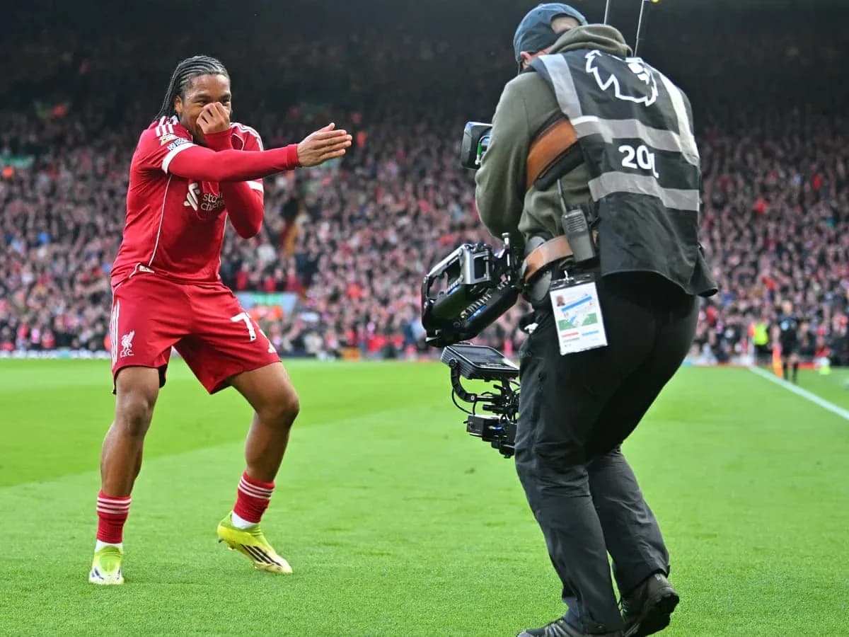 Player celebrating during Liverpool match