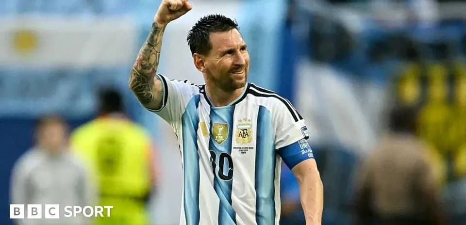 Lionel Messi celebrating during a match for Argentina