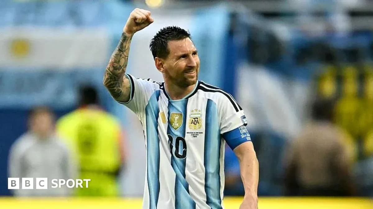 Lionel Messi celebrating during a match for Argentina