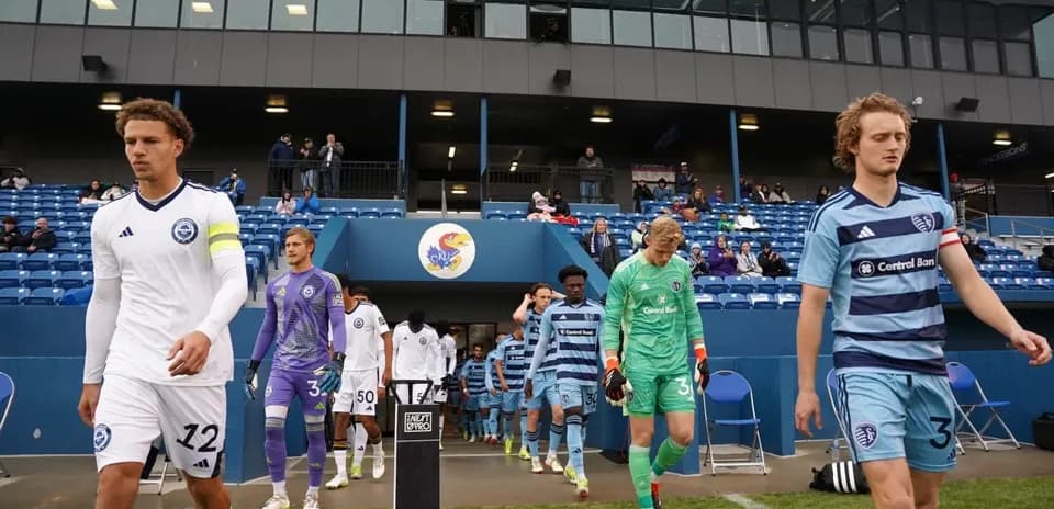 Teams entering the field before the match
