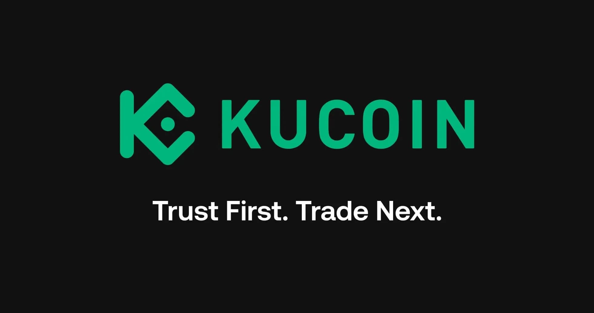 KuCoin logo with tagline: Trust First. Trade Next.